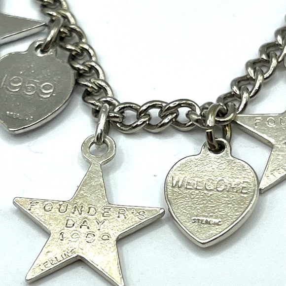 50's 60’s BETA SIGMA PHI Heart Star Charm Vintage Members Bracelet 925 Silver - Picture 10 of 15